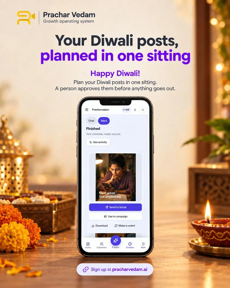 A Diwali poster made by Prachar Creative Studio